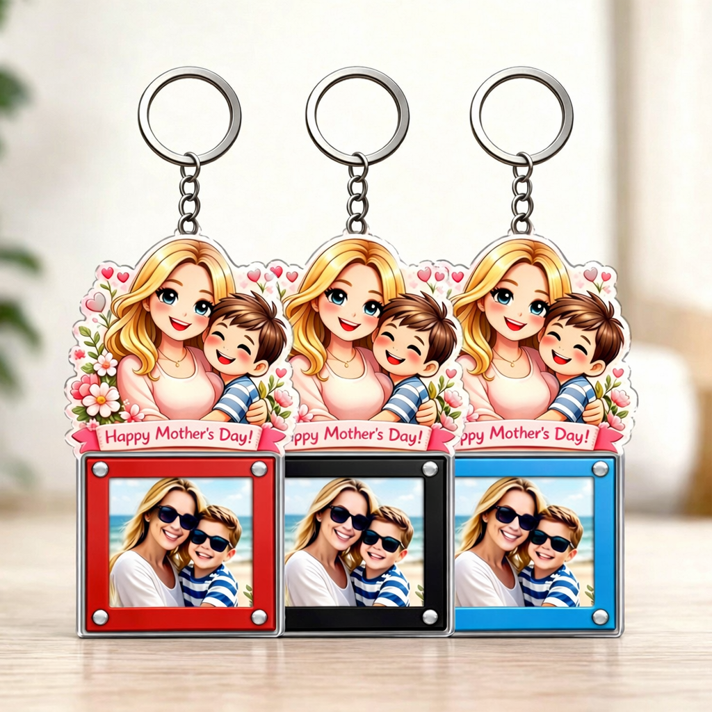 Custom Cartoon Photo Acrylic Keychain Frame Magnetic Mini Picture Holder with Personalized Character Top