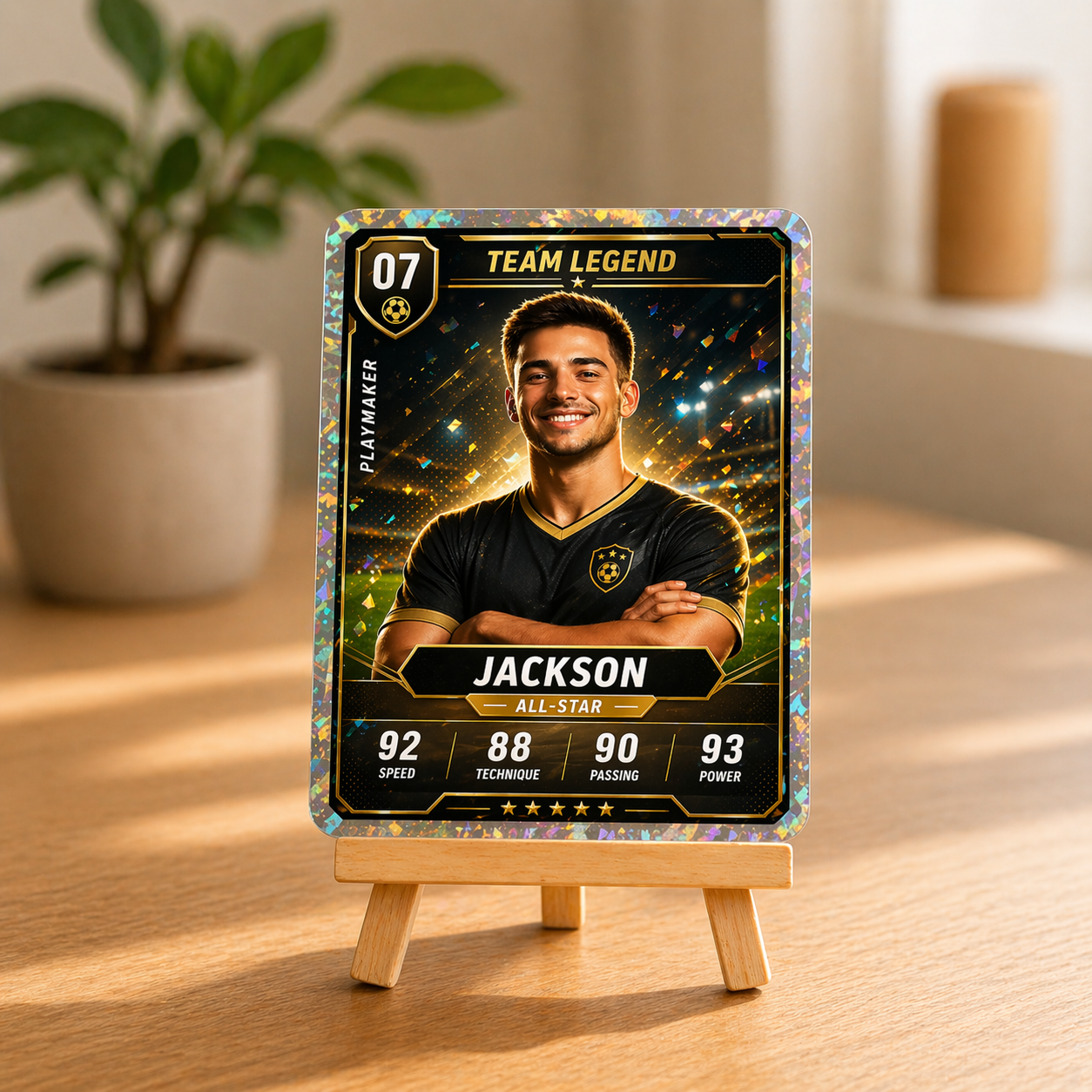 Custom Team Legend Football Card – Holographic Player Stats Keepsake Personalized All-Star Gift