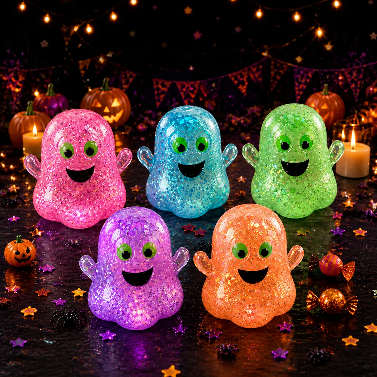Halloween Squishy Pumpkin Head Toy Pumpkin Ghost TPR Stress Relief Squeeze Toy for Kids & Adults - PhotoMoonLamp