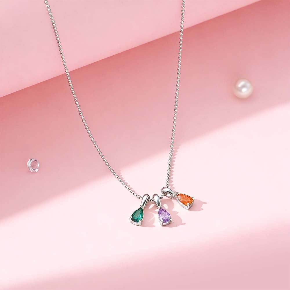 Birthstone Necklace,Custom Jewellery Anniversary Gift,Family Gift, Birthday Gift ,Grandma Necklace, Valentines Day Gift for Her - PhotoMoonLamp