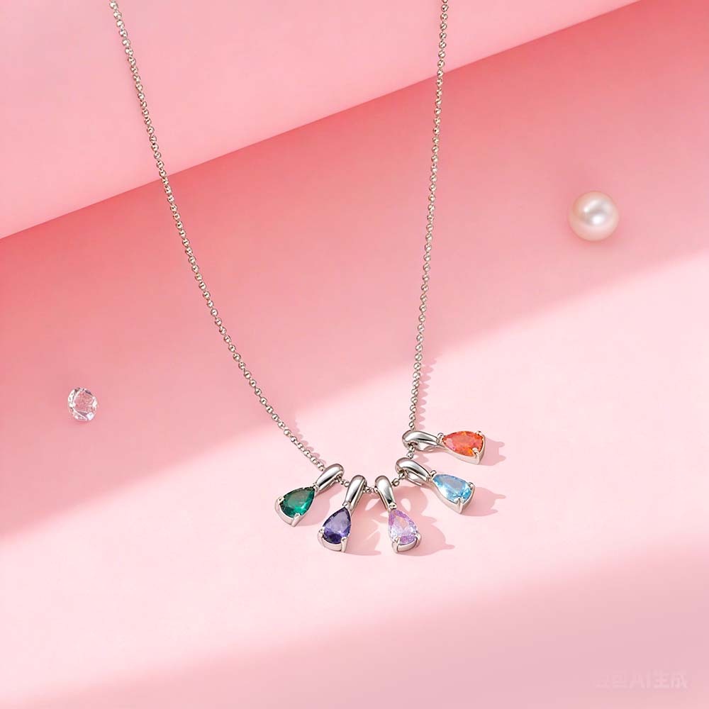 Birthstone Necklace,Custom Jewellery Anniversary Gift,Family Gift, Birthday Gift ,Grandma Necklace, Valentines Day Gift for Her - PhotoMoonLamp