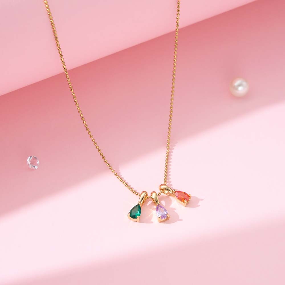 Birthstone Necklace,Custom Jewellery Anniversary Gift,Family Gift, Birthday Gift ,Grandma Necklace, Valentines Day Gift for Her - PhotoMoonLamp