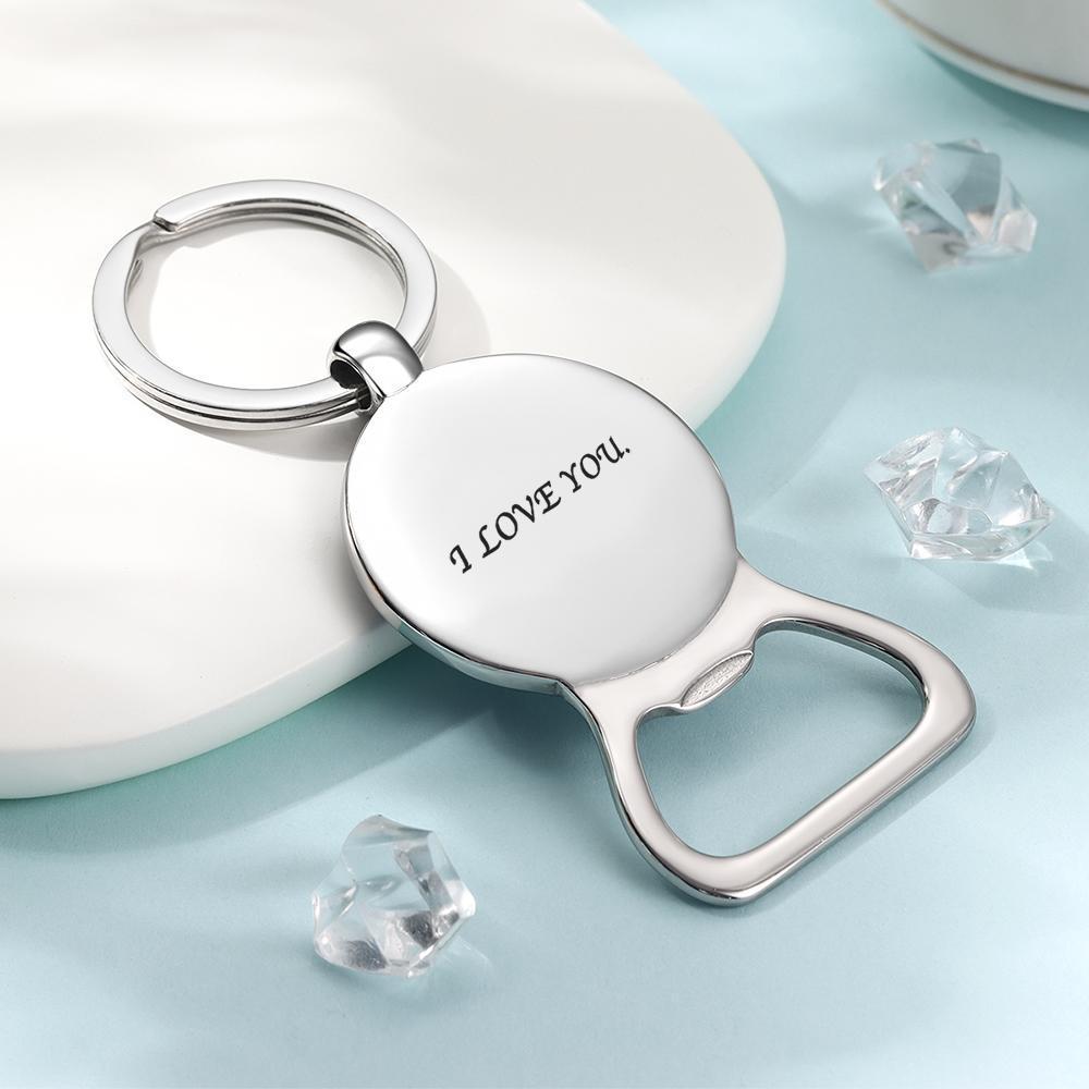 Custom Engraved Photo Keychain With Bottle Opener For Dad