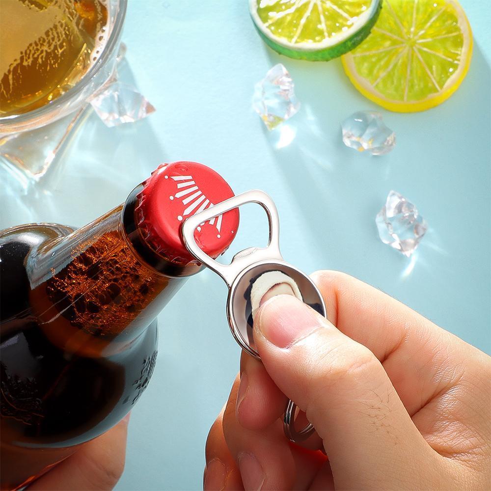 Custom Engraved Photo Keychain With Bottle Opener For Dad