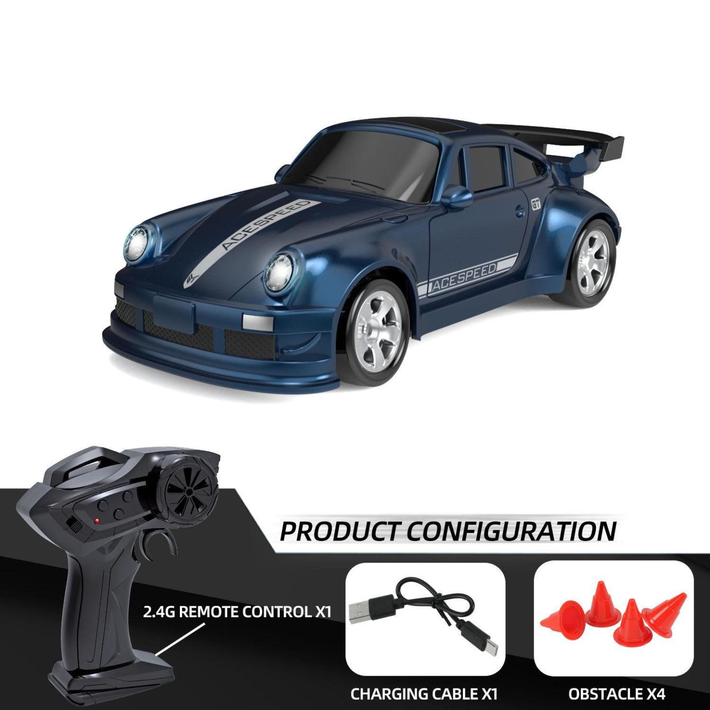 1/64 Scale RC Car, 2.4G Proportional Control 4WD RC Drift Car with LED Light & Hollow Cup Motor, Portable Mini Remote Toy for Adults