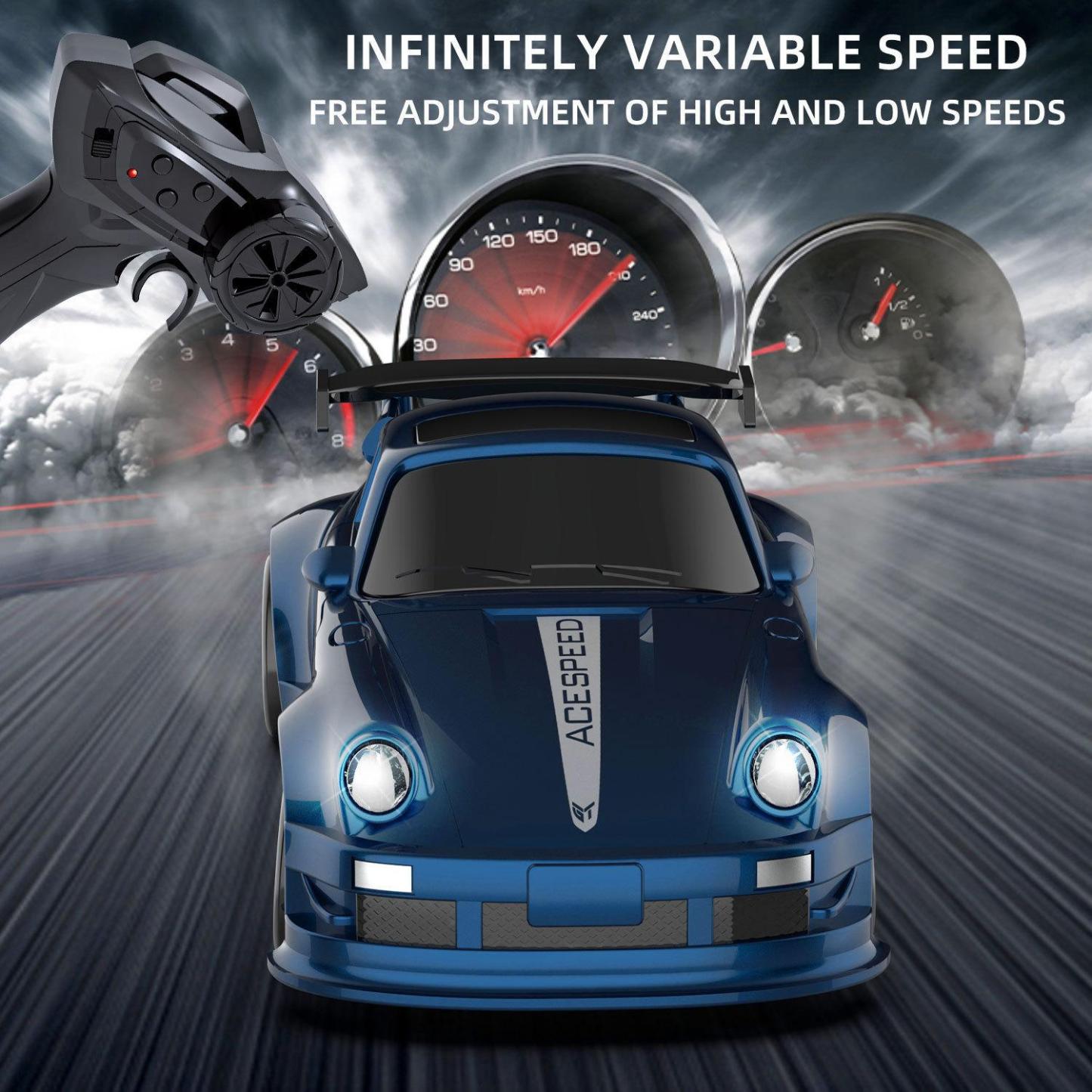 1/64 Scale RC Car, 2.4G Proportional Control 4WD RC Drift Car with LED Light & Hollow Cup Motor, Portable Mini Remote Toy for Adults