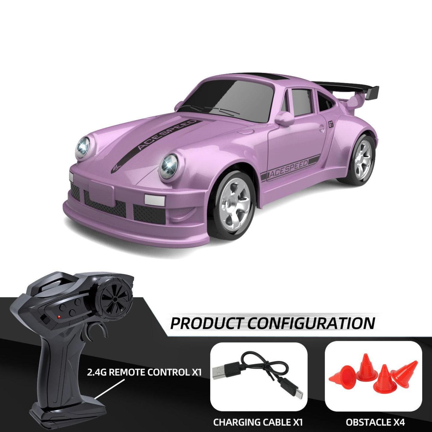 1/64 Scale RC Car, 2.4G Proportional Control 4WD RC Drift Car with LED