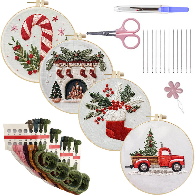 Christmas Embroidery KIT Christmas Kit Embroidery Handmade DIY Materials