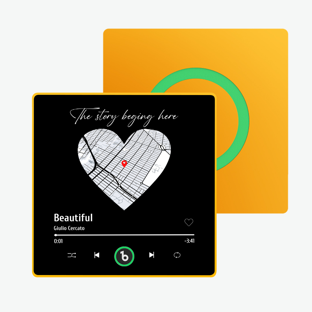 Custom Music Fridge Magnet with Colorful Frame Personalized Heart Map Fridge Magnet with Photo Anniversart Gift for Couple - PhotoMoonLamp