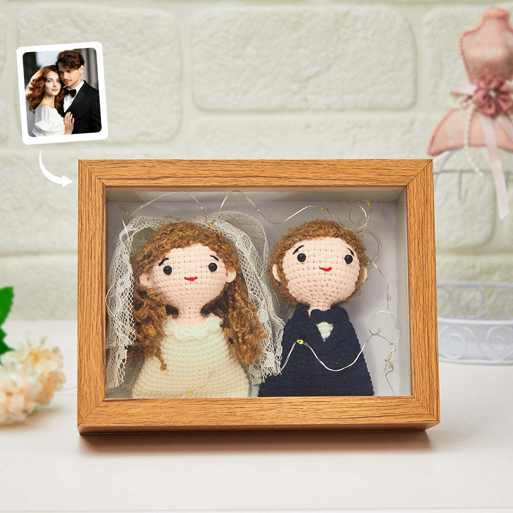 Custom Crochet Dolls Handmade Mini Look alike Dolls Personalized Photo Frame with USB Warm Light - photomoonlamp