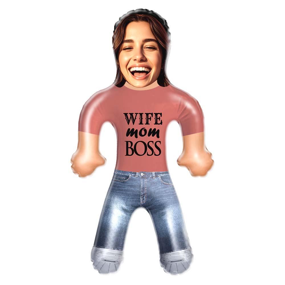 Wife. Mom. Boss. Custom Inflatable Doll – Face Photo Mother’s Day Gift - PhotoMoonLamp