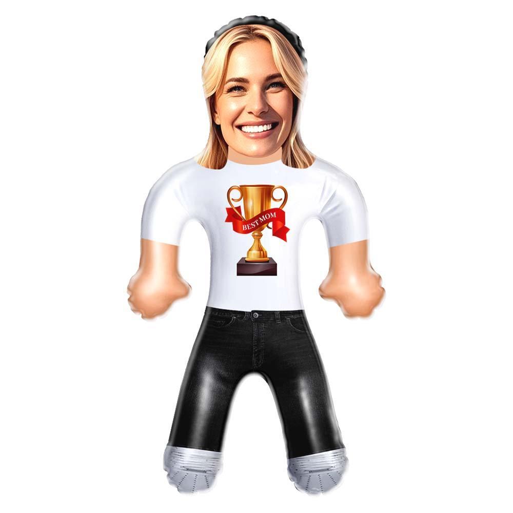 Supermom Custom Inflatable Doll – Personalized Face Gift for Her - PhotoMoonLamp