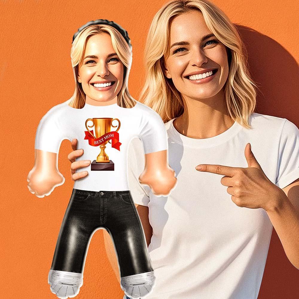 Supermom Custom Inflatable Doll – Personalized Face Gift for Her - PhotoMoonLamp