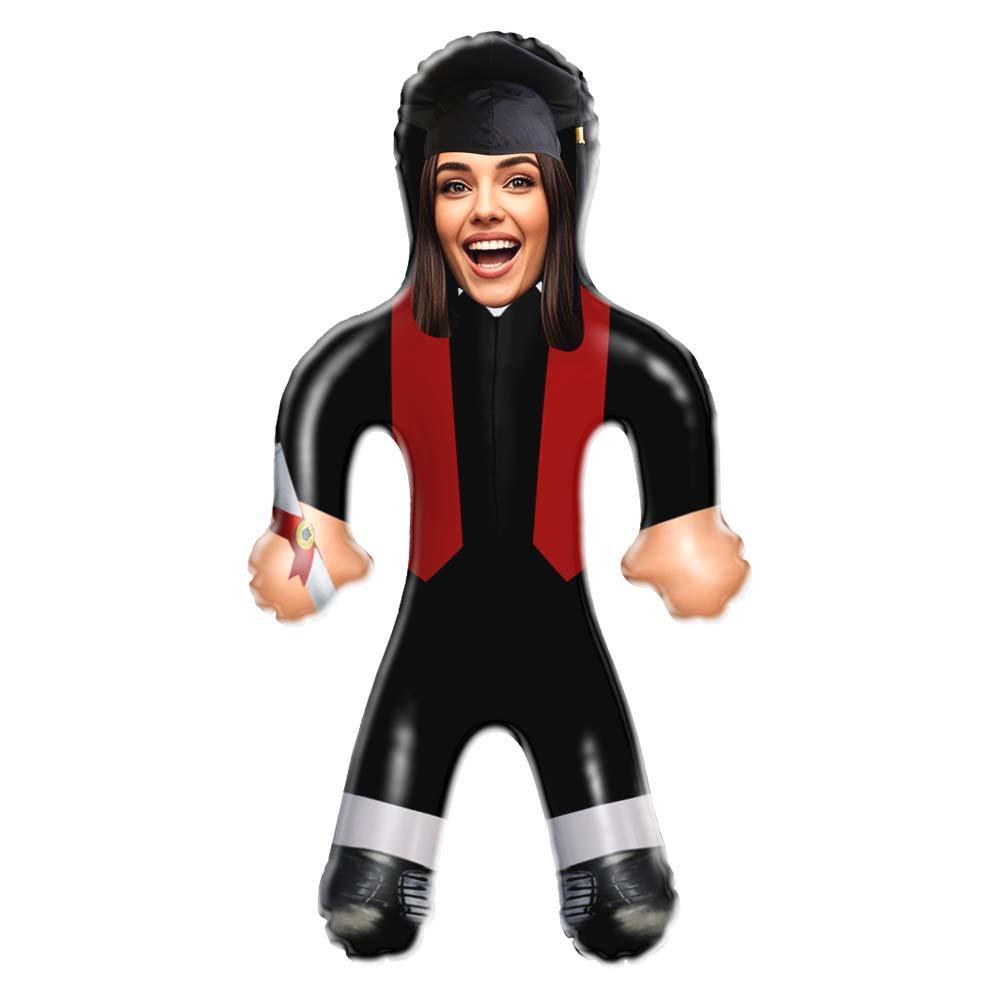Custom Graduation Inflatable Doll – Red Stole with Face Photo - PhotoMoonLamp