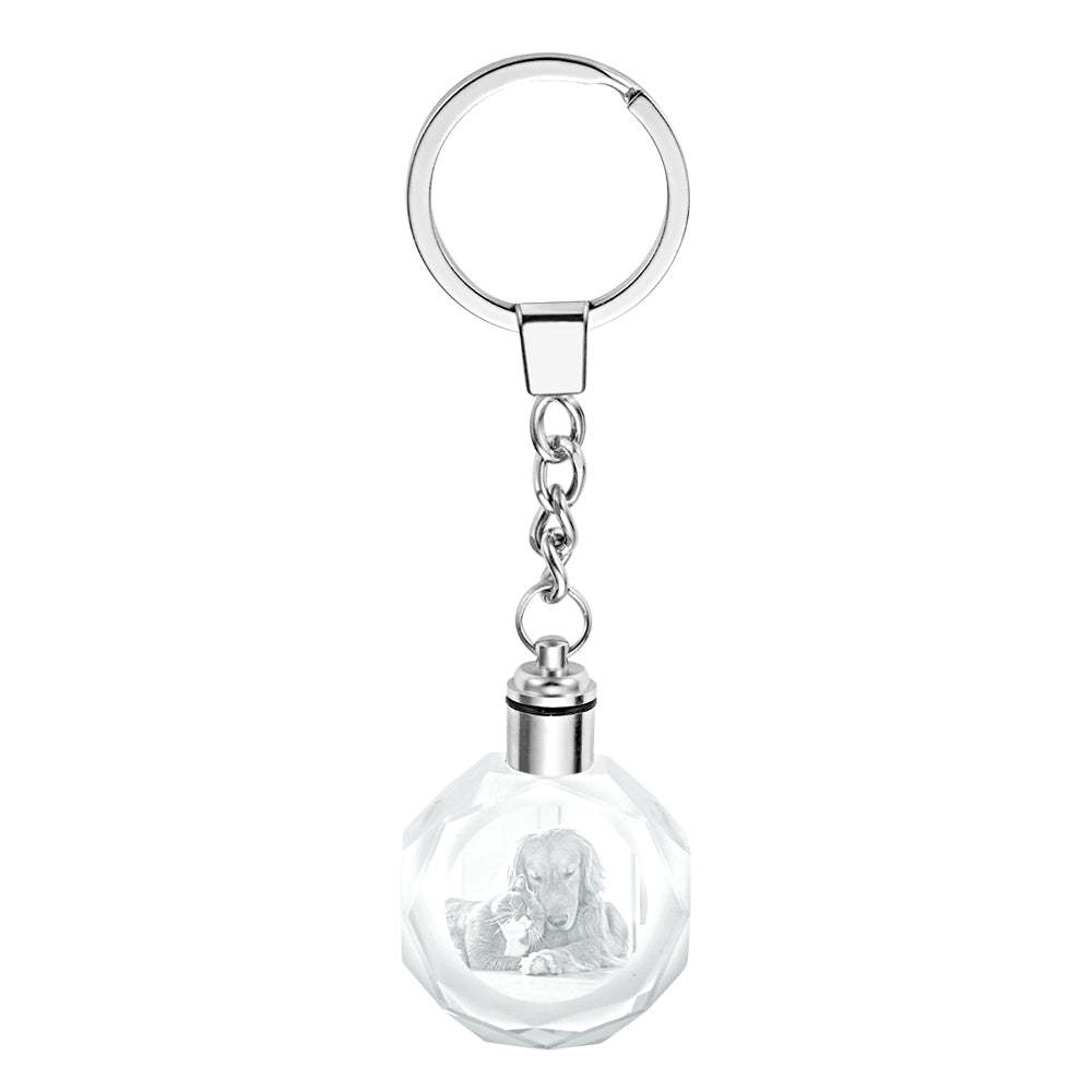 Custom Crystal Pet Photo Keychain