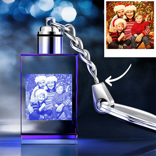 Custom Crystal Rectangle Shape Photo Key Chain