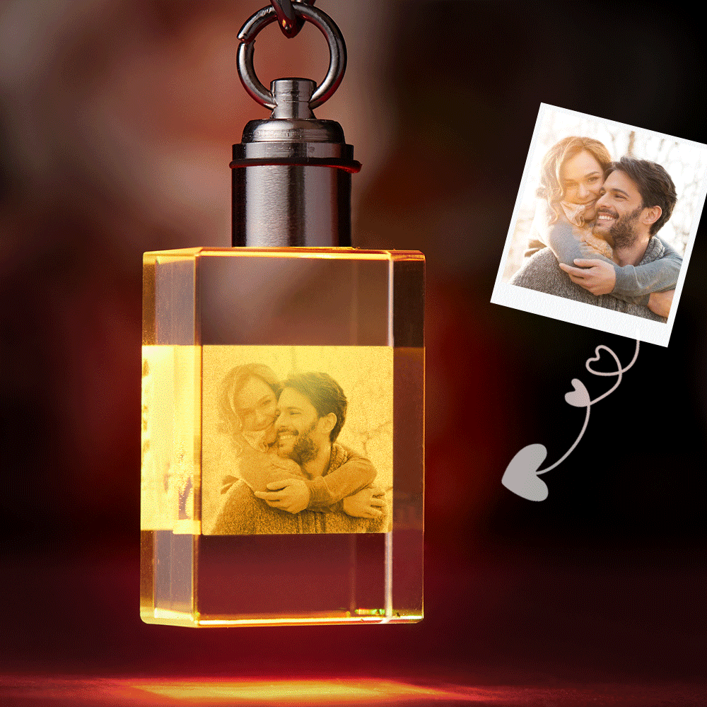 Custom Crystal Rectangle Shape Photo Key Chain