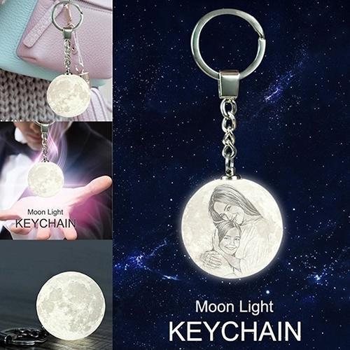 Custom Color Photo Keychain 3D Printed Moon Lamp For Mom