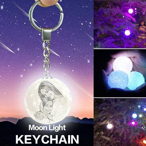 Custom Color Photo Keychain 3D Printed Moon Lamp For Mom