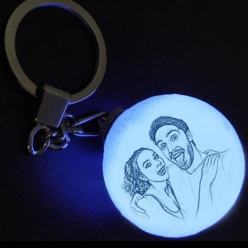 Custom Photo Keychain 3D Printed Moon Lamp For Couple