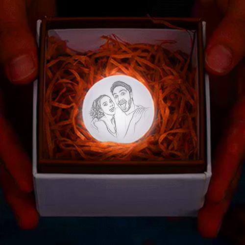 Custom Photo Keychain 3D Printed Moon Lamp For Couple