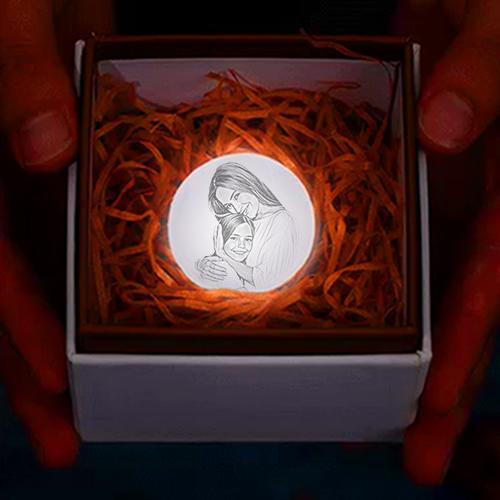 Custom Color Photo Keychain 3D Printed Moon Lamp For Mom