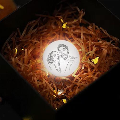 Custom Photo Keychain 3D Printed Moon Lamp For Couple