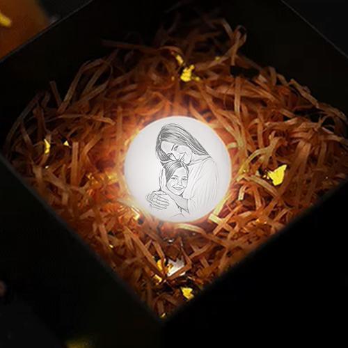 Custom Color Photo Keychain 3D Printed Moon Lamp For Mom