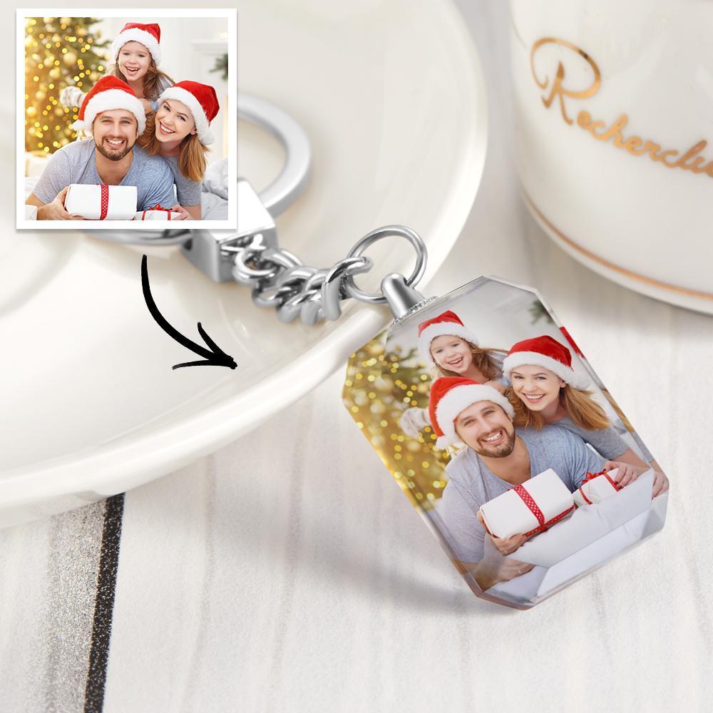 Custom Photo Crystal Keychain Rectangle Anniversary Birthday Gift for Him
