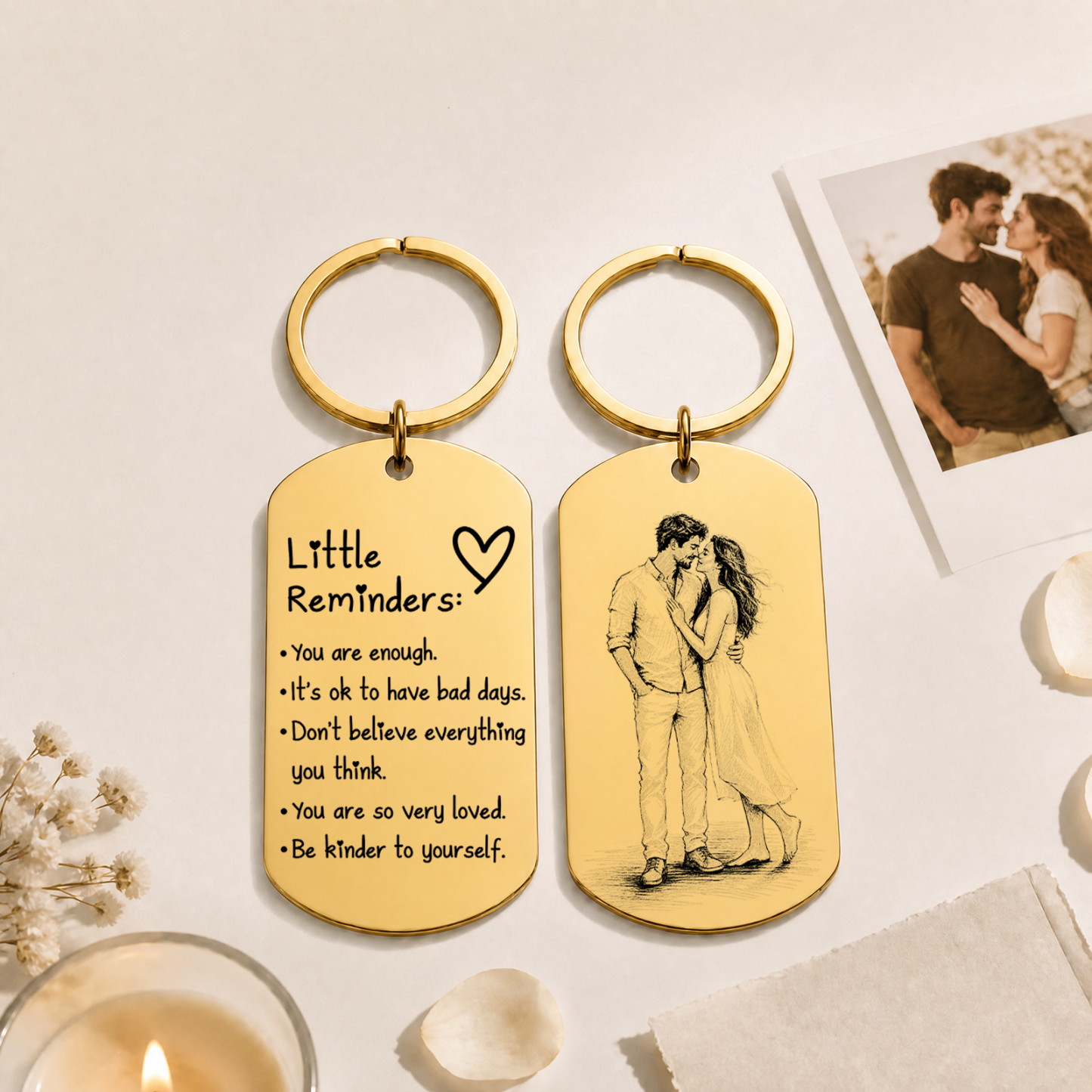 Inspirational Little Reminders Keychain Standard Inspirational Little Reminders Keychain Stainless Steel Dog Tag Gifts for Friends