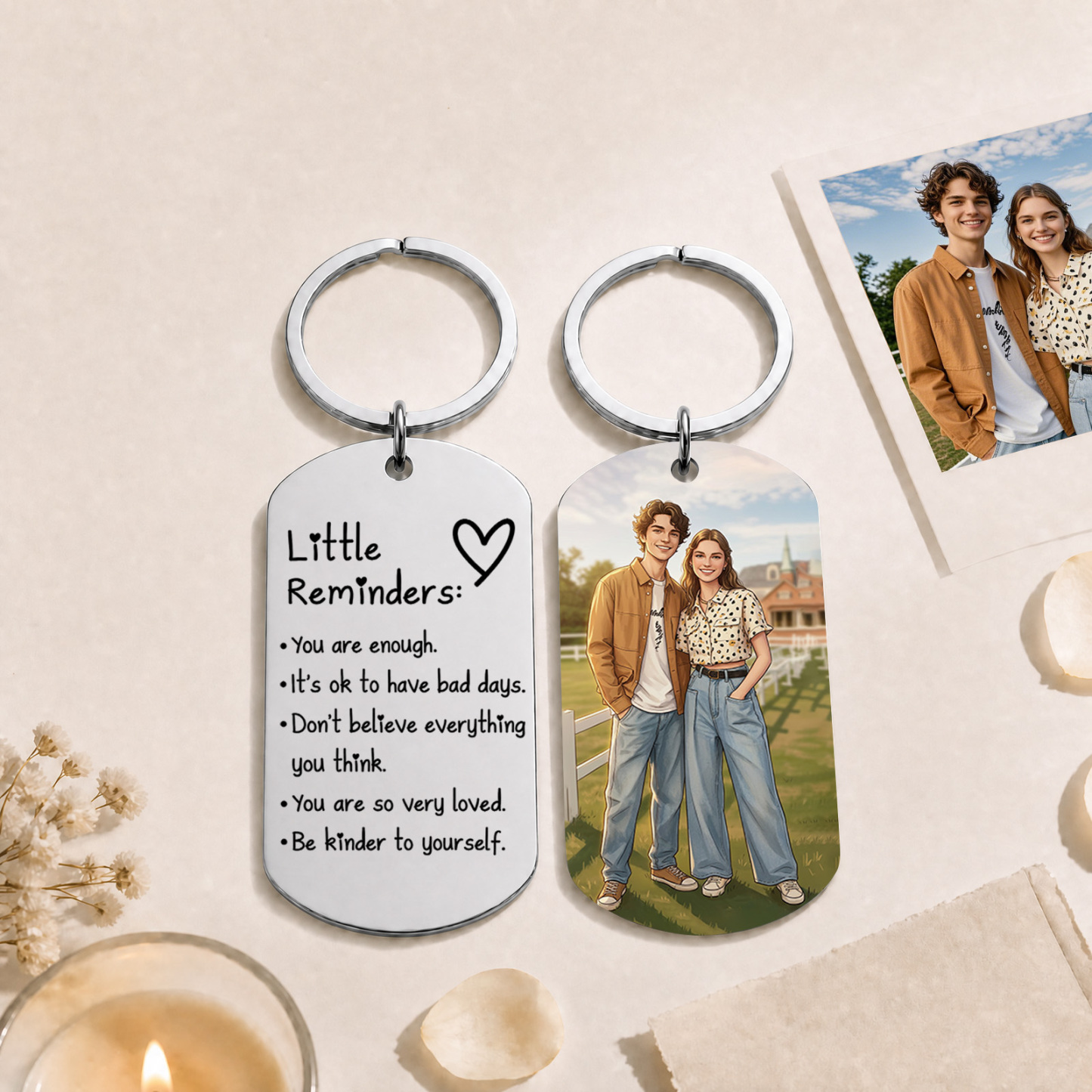 Inspirational Little Reminders Keychain Standard Inspirational Little Reminders Keychain Stainless Steel Dog Tag Gifts for Friends