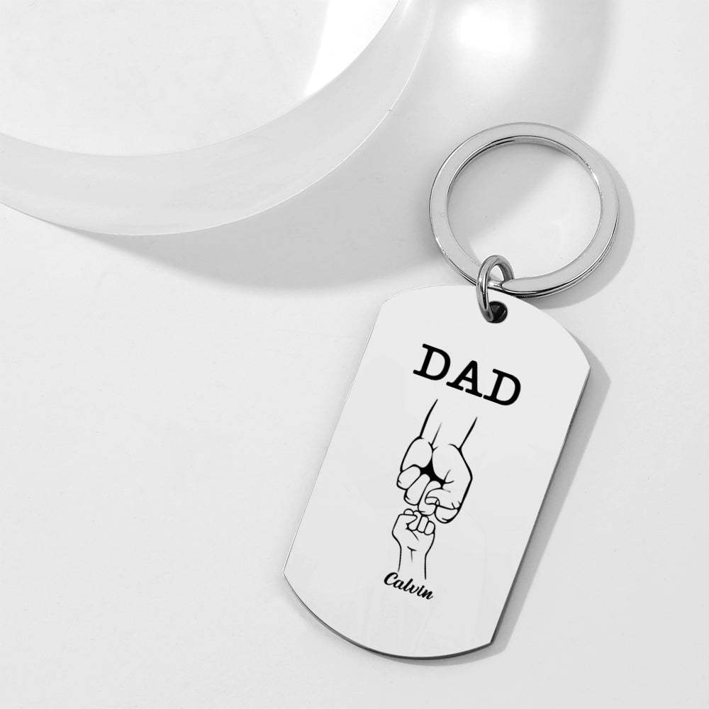 Custom Dad Keychain as a Dad Gift - Fist Bump with Dad - photomoonlamp