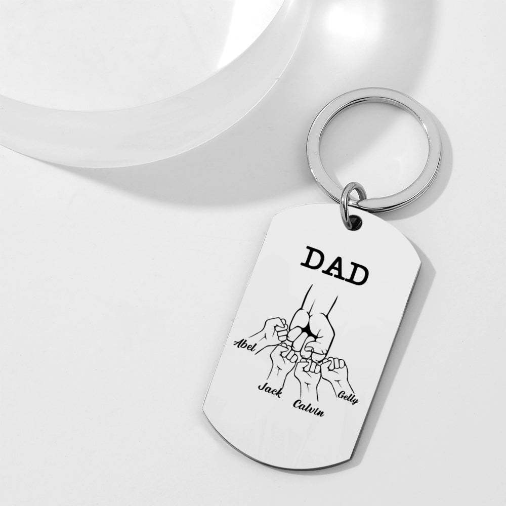 Custom Dad Keychain as a Dad Gift - Fist Bump with Dad - photomoonlamp