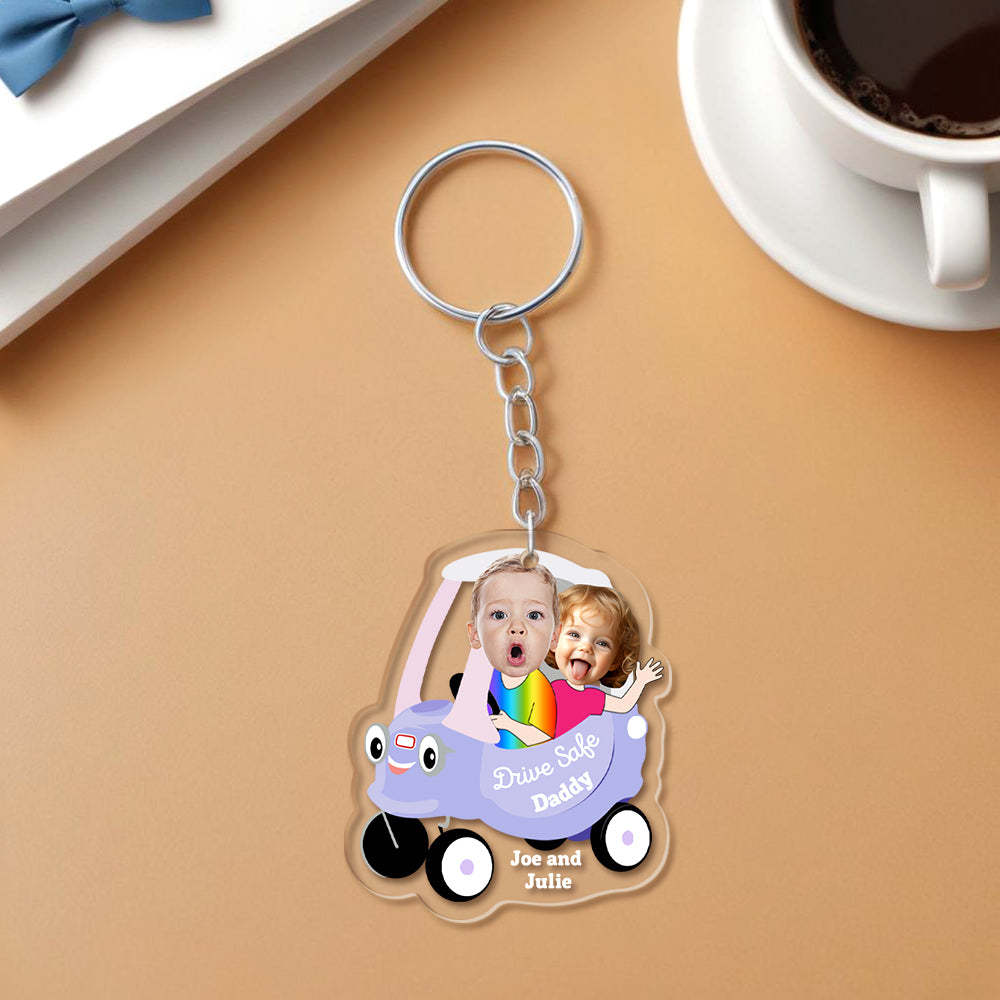 Gifts for Dad Personalized Face Acrylic Keychain Drive Safe Daddy