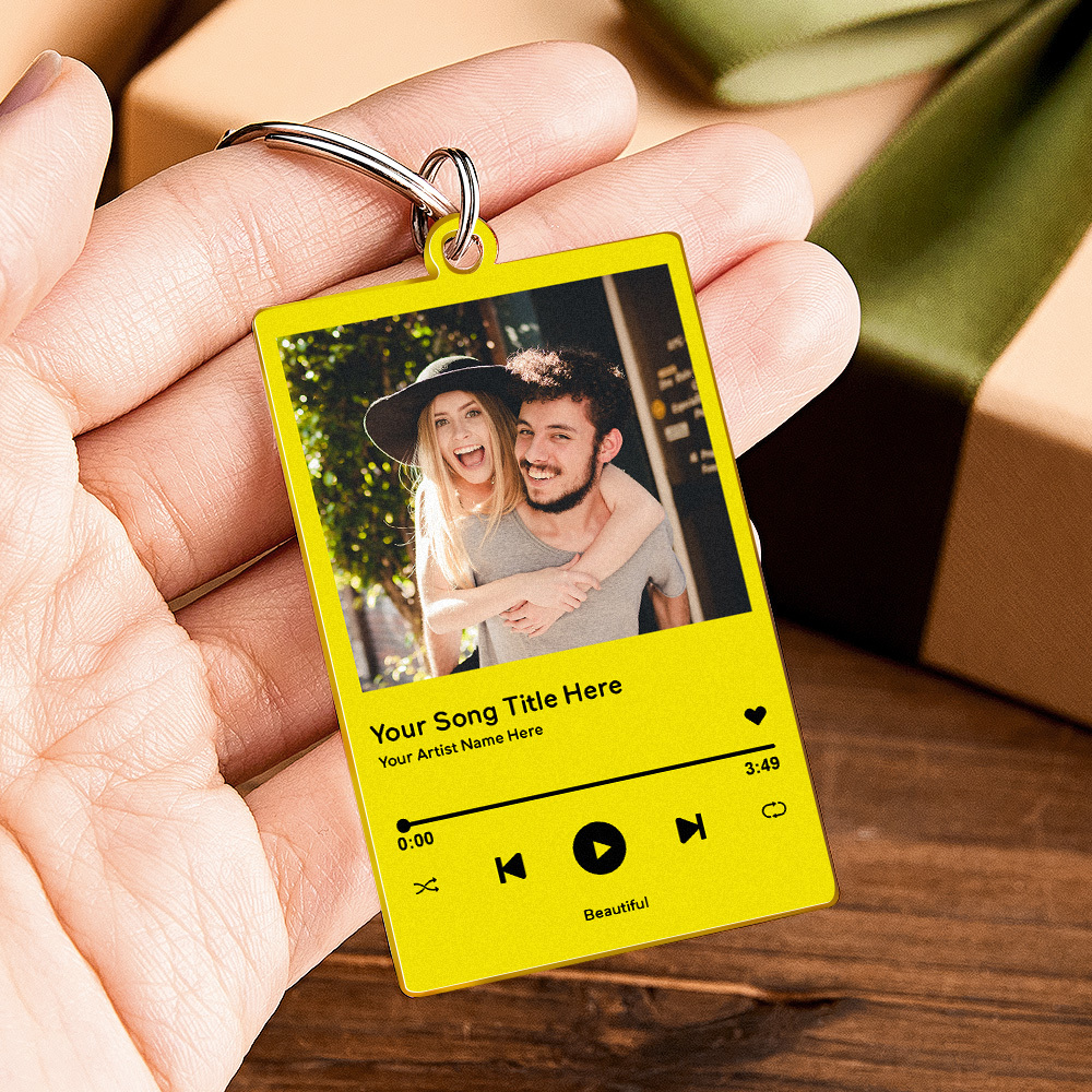 Custom Acrylic Musci Keychain Photo and Text Acrylic Keychain Creative Gifts Christmas Gift Keychain - PhotoMoonLamp