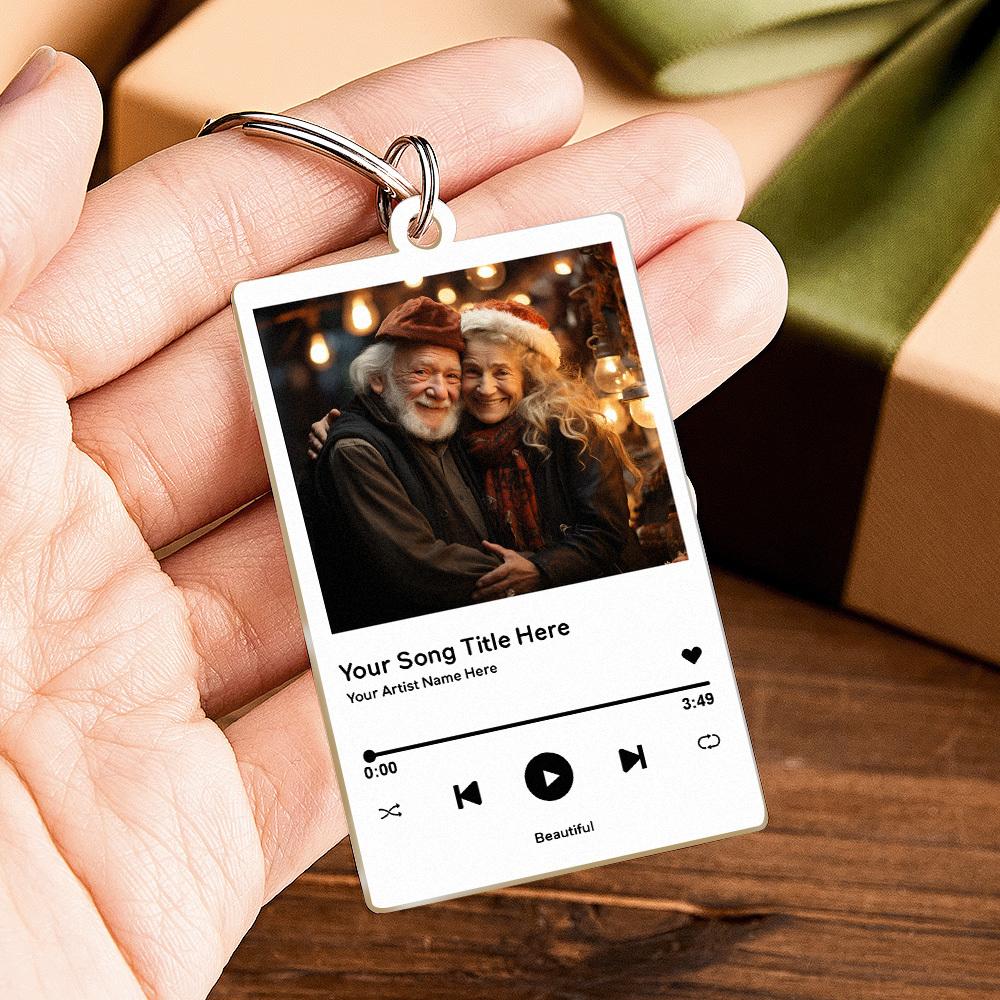 Custom Acrylic Musci Keychain Photo and Text Acrylic Keychain Creative Gifts Christmas Gift Keychain - PhotoMoonLamp