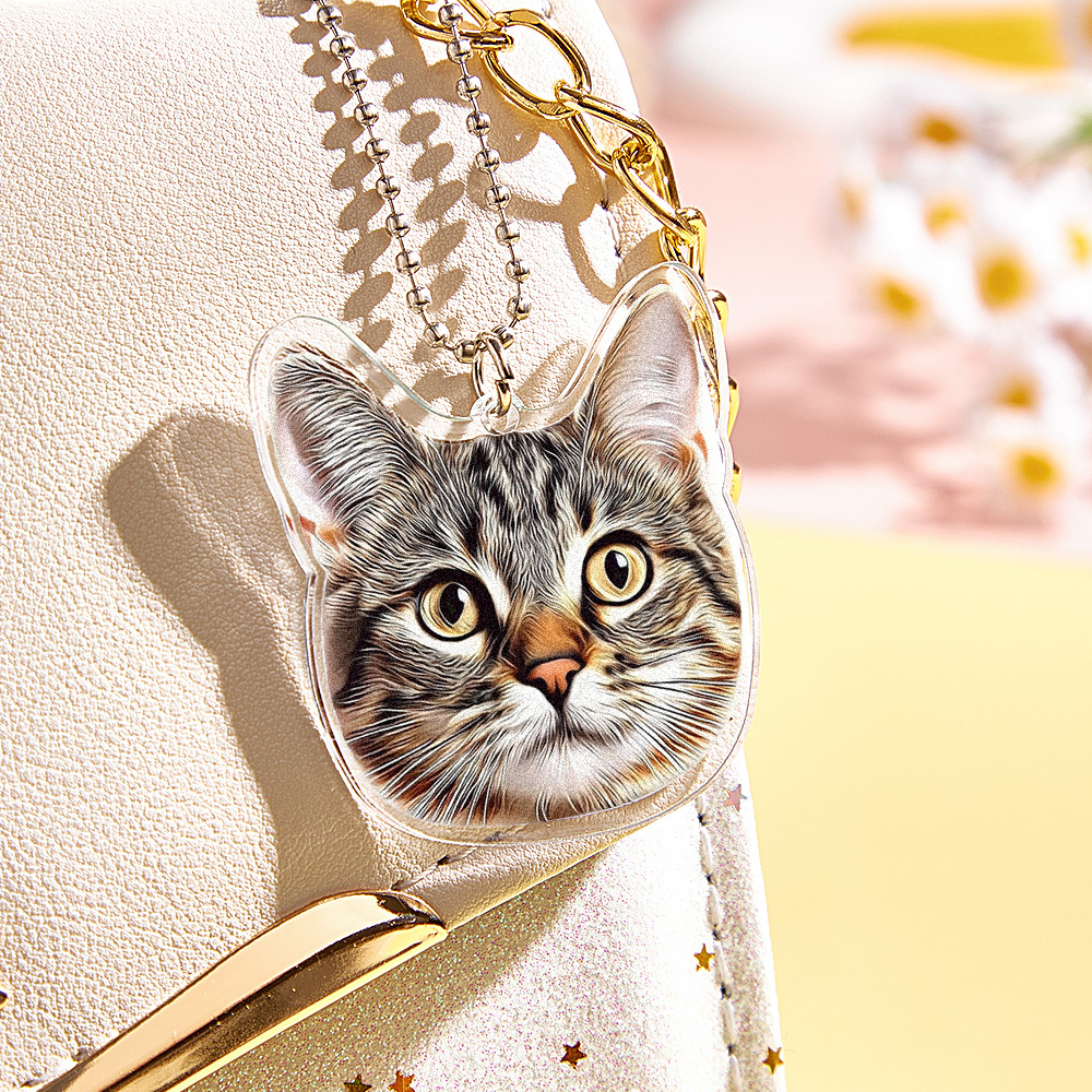Custom Photo Keychains Personalize Pet Face Acrylic Keychains Animal Pet Gift for Pet Lovers