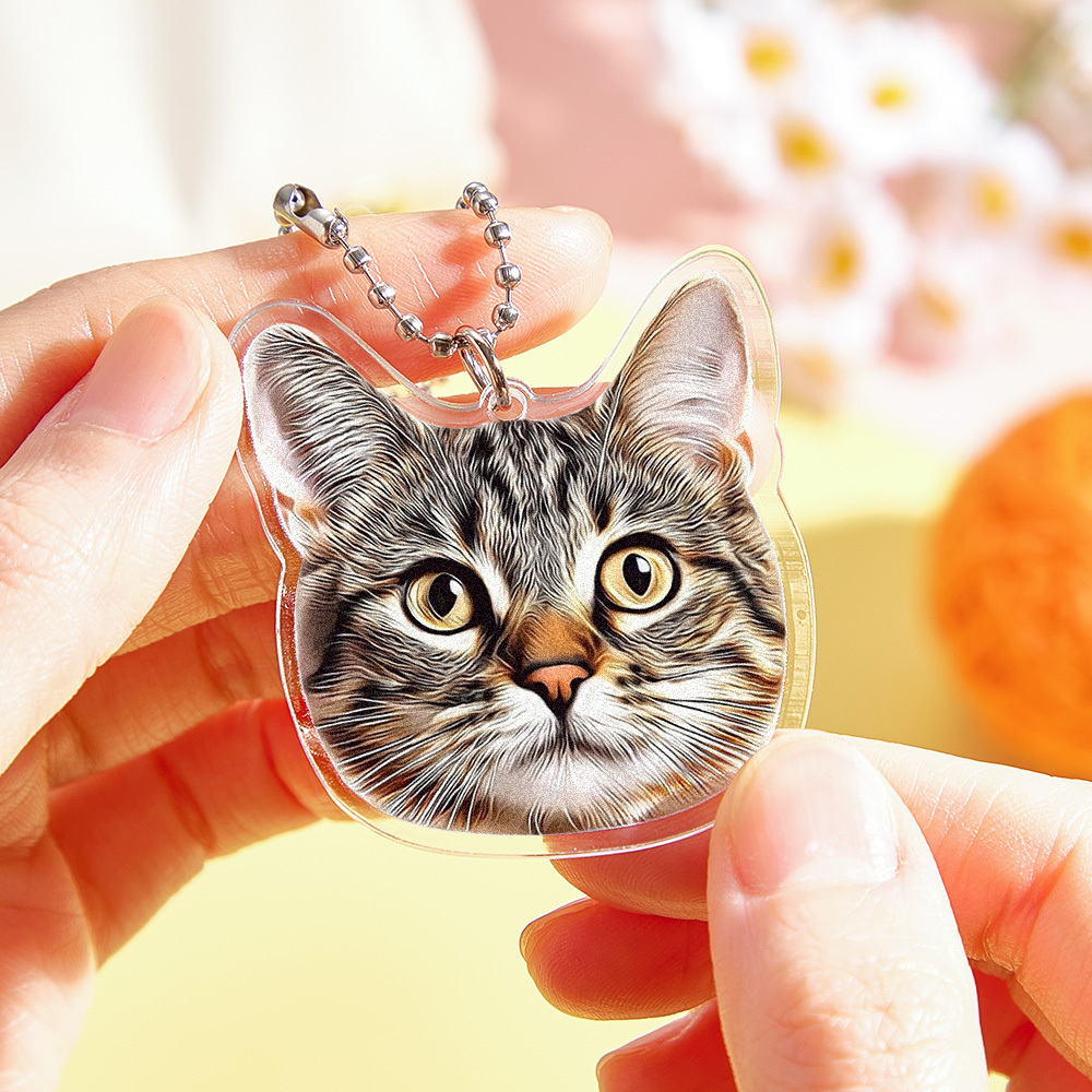 Custom Photo Keychains Personalize Pet Face Acrylic Keychains Animal P