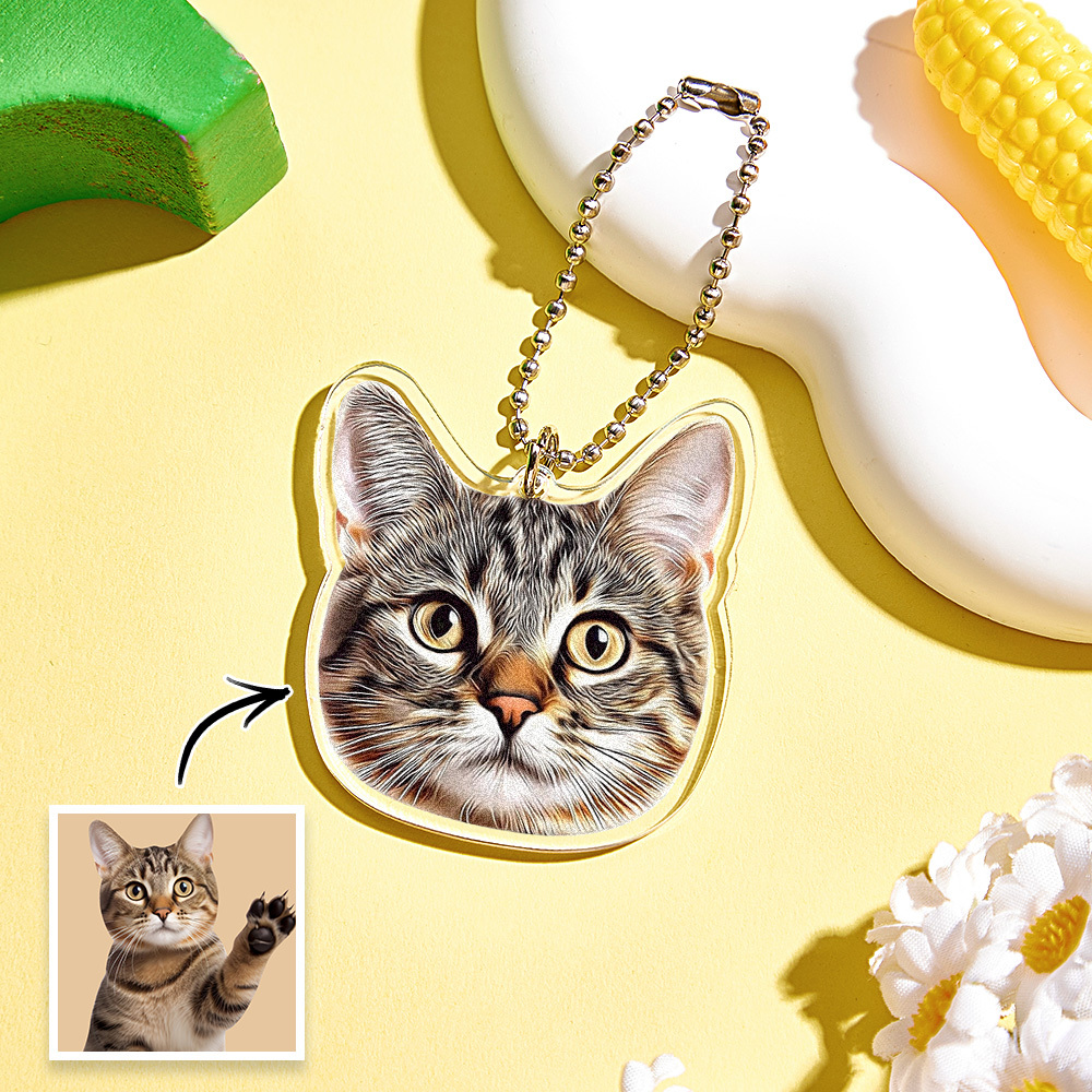 Custom Photo Keychains Personalize Pet Face Acrylic Keychains Animal Pet Gift for Pet Lovers