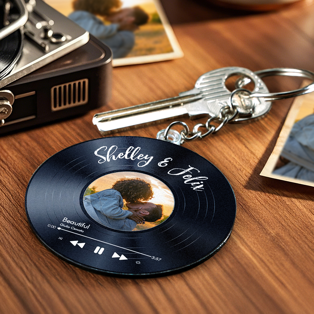 Custom Your Favorite Song - Personalized Acrylic Keychain - PhotoMoonLamp