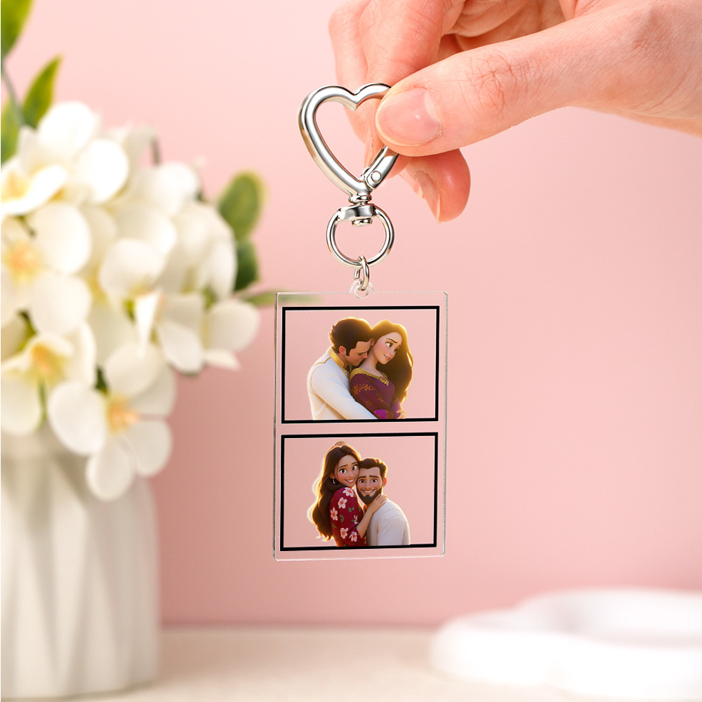 Custom Cartoon Photos Personalized Couple Photo Keychain Birthday Anniversary Gifts Christmas gifts