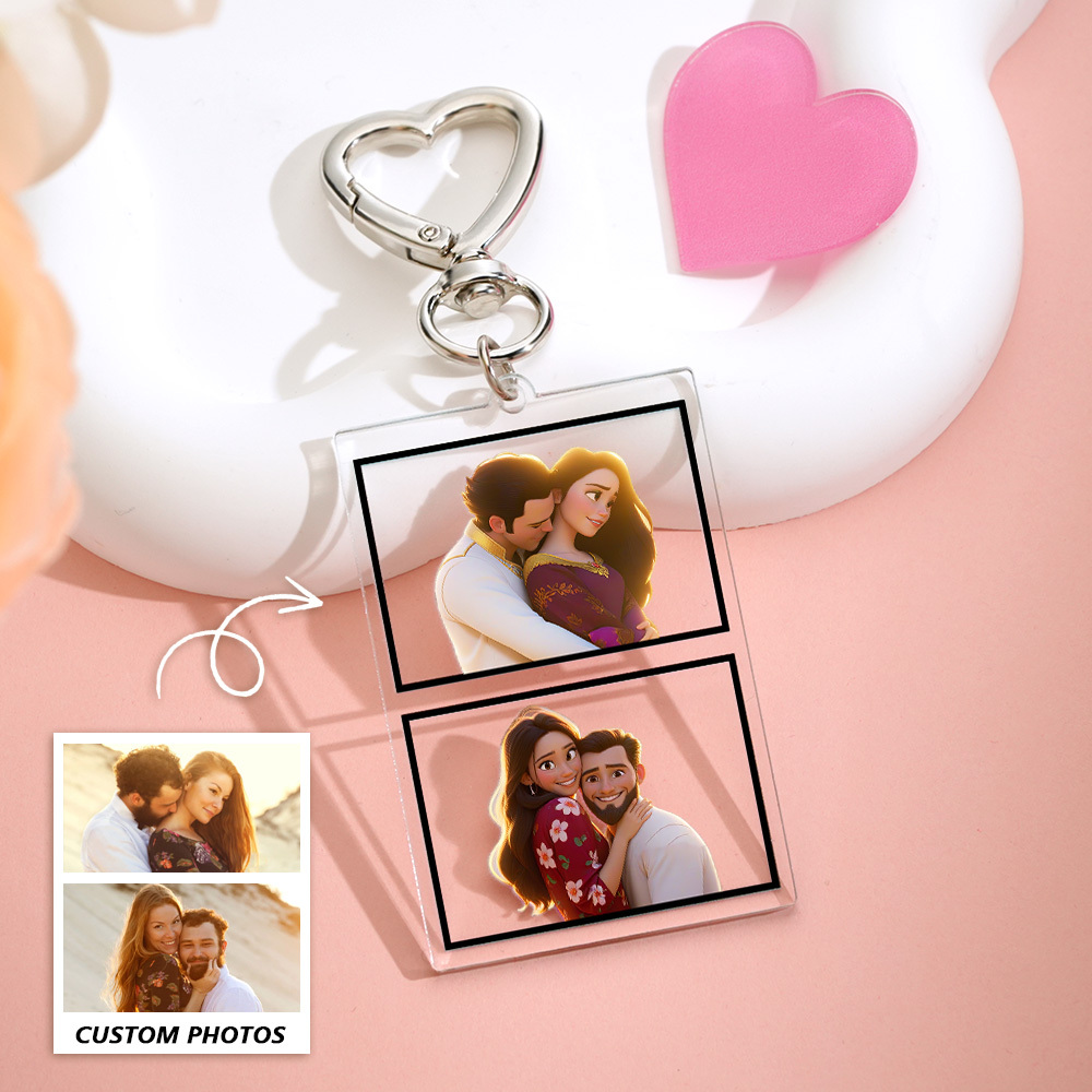 Custom Cartoon Photos Personalized Couple Photo Keychain Birthday Anniversary Gifts Christmas gifts