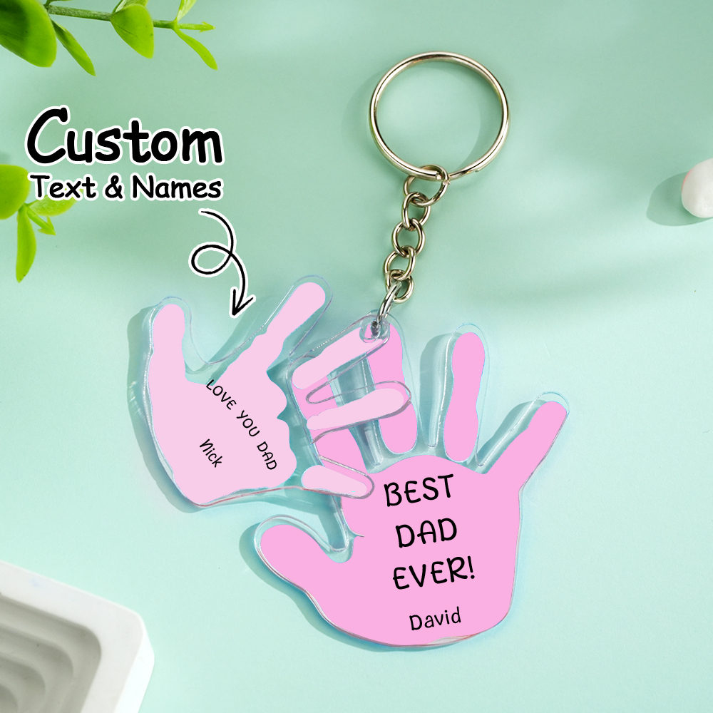 Father's Day Gift Customized Name Palm Print Keychain Engraved with Unique Love