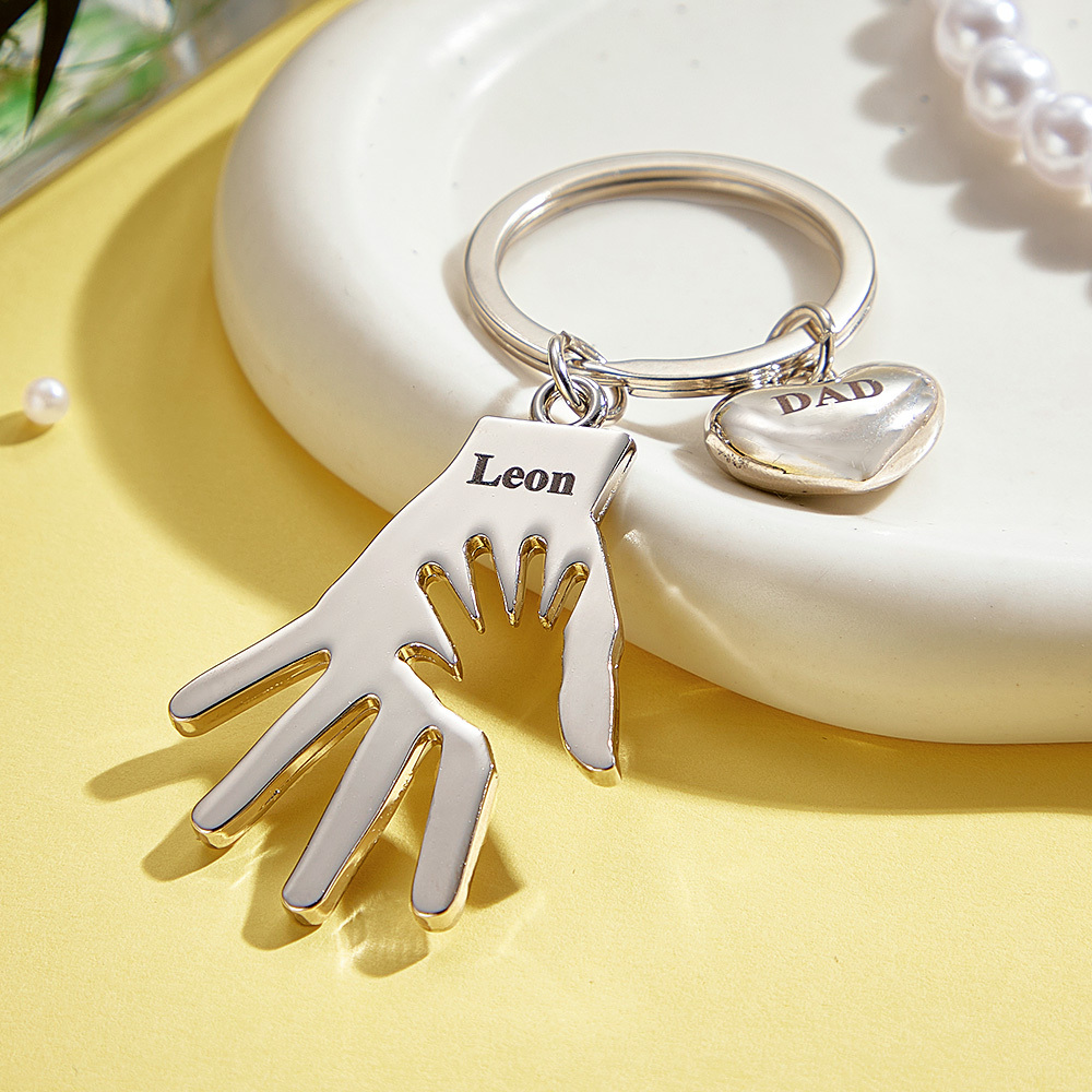 Custom Engraved Keychain Palm Keychains Gift for Dad and Mom