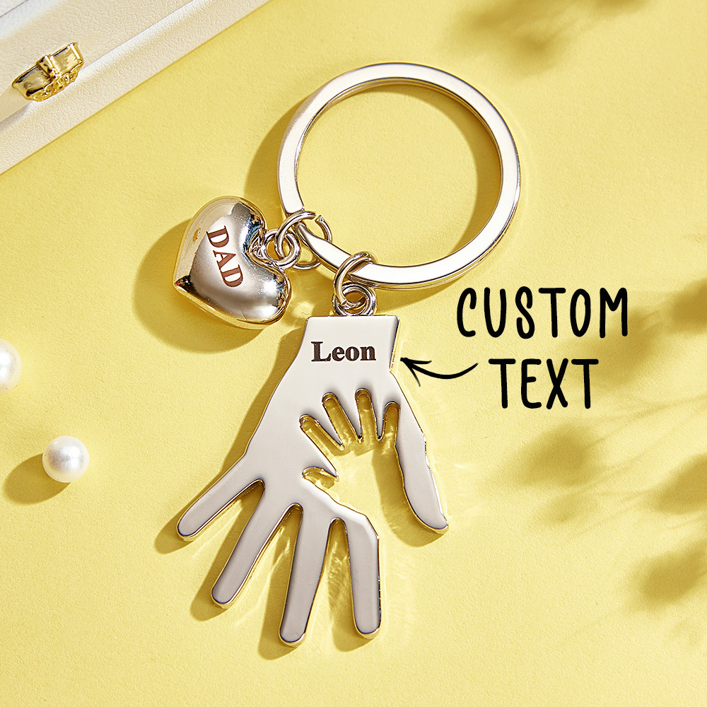 Custom Engraved Keychain Palm Keychains Gift for Dad and Mom