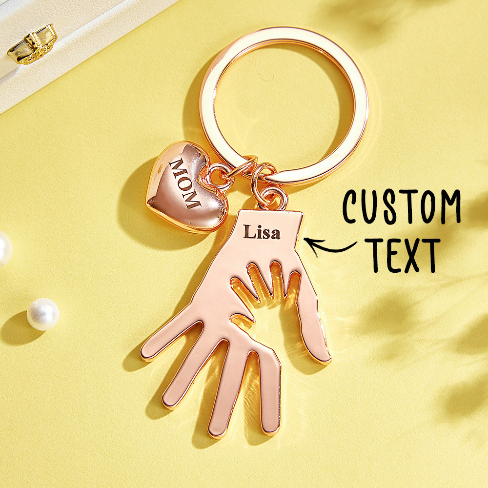 Custom Engraved Keychain Palm Keychains Gift for Dad and Mom