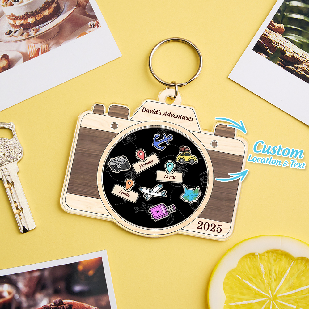 Personalized Travel Adventure Keychain Custom Traveling Destination Keychain