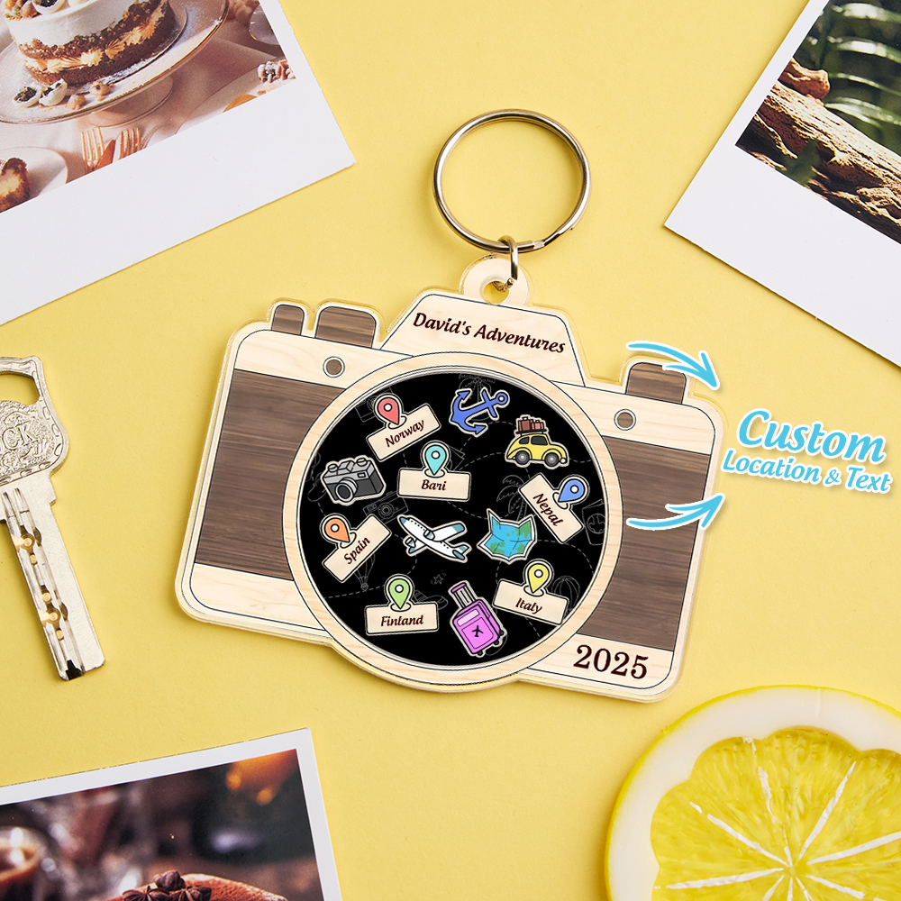 Personalized Travel Adventure Keychain Custom Traveling Destination Keychain