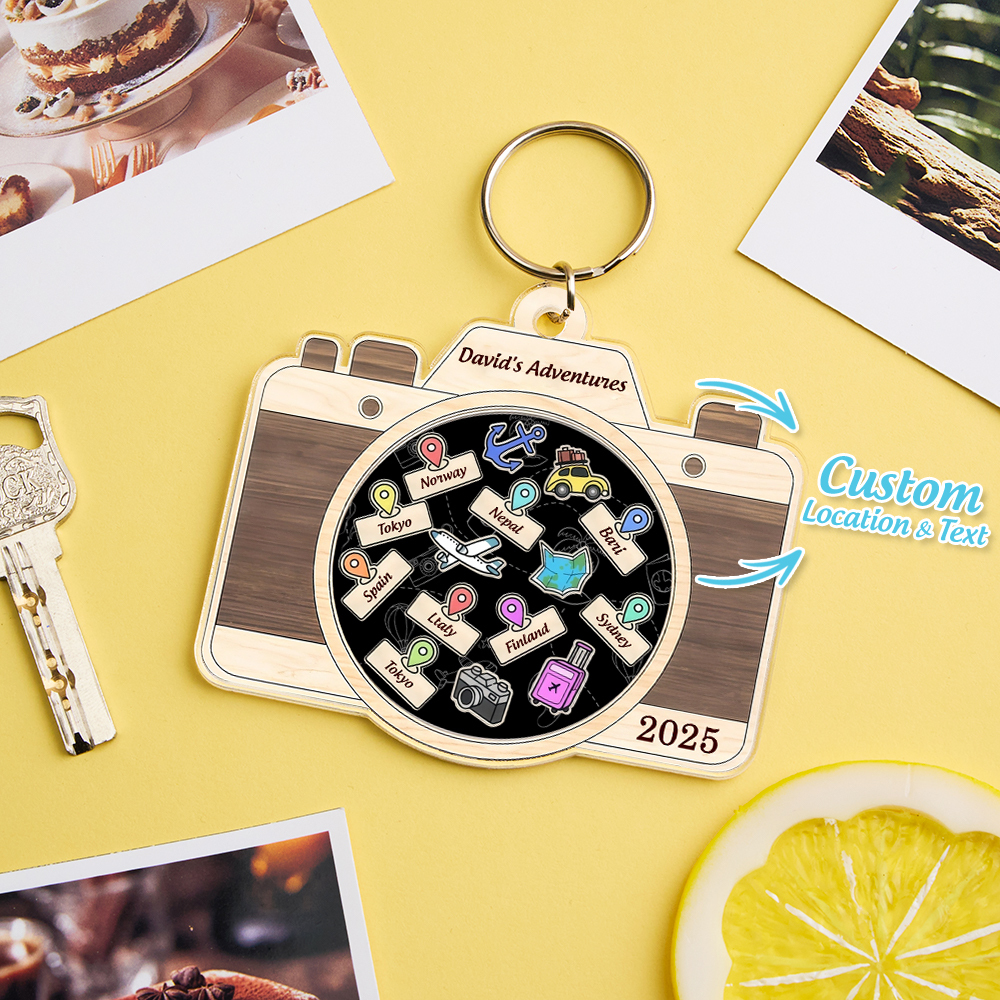 Personalized Travel Adventure Keychain Custom Traveling Destination Keychain