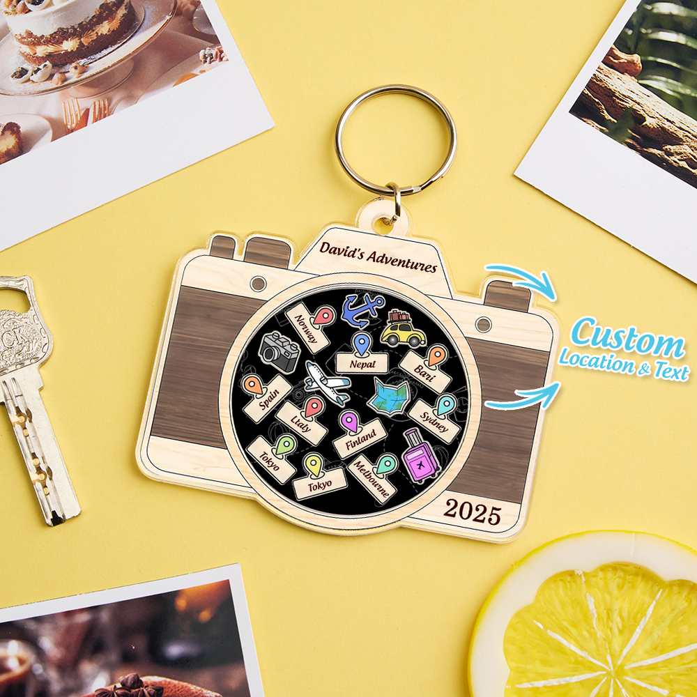 Personalized Travel Adventure Keychain Custom Traveling Destination Keychain